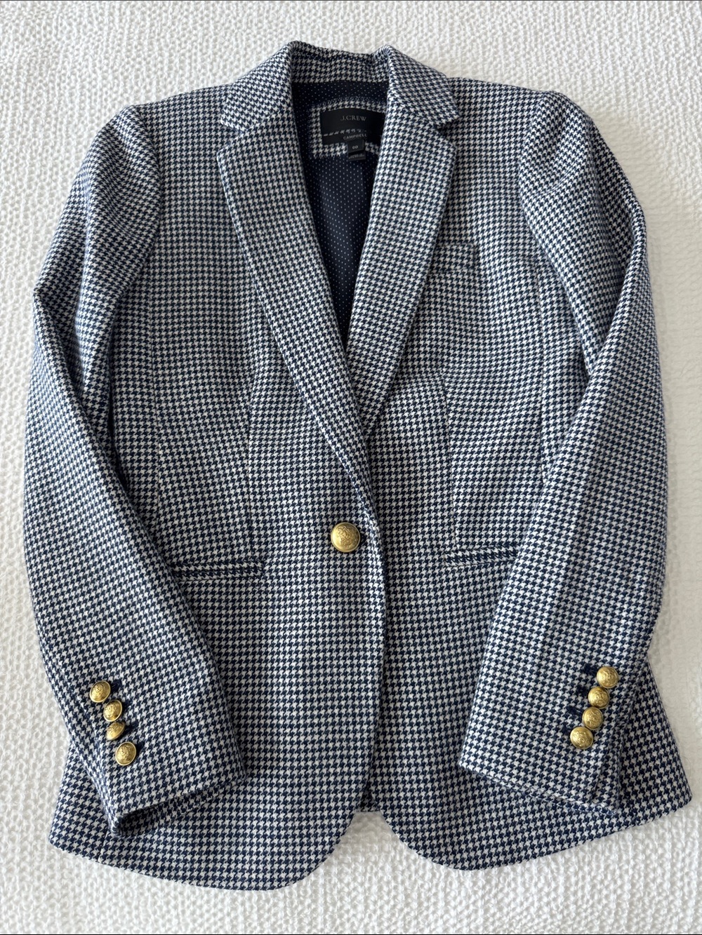 J. Crew Navy & White Houndstooth Blazer